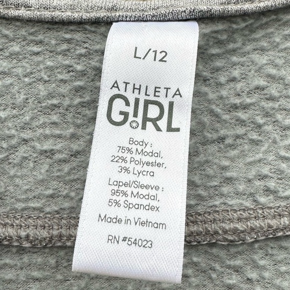 Athleta Girl Heathered Grey Open Front Hooded Sweater Sz L / 12 - Picture 5 of 10